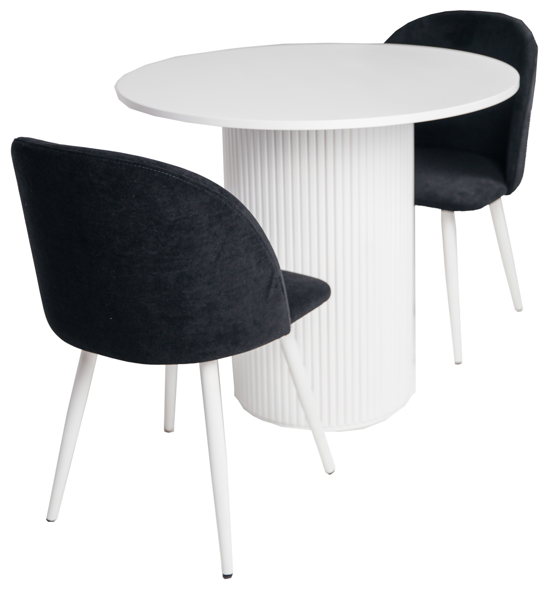 Стол Рим белый круглый и 2 стула Рон Анфора 36