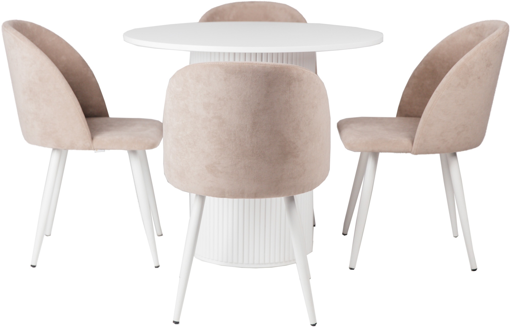 Стол Рим белый круглый и 4 стула Рон Анфора 1