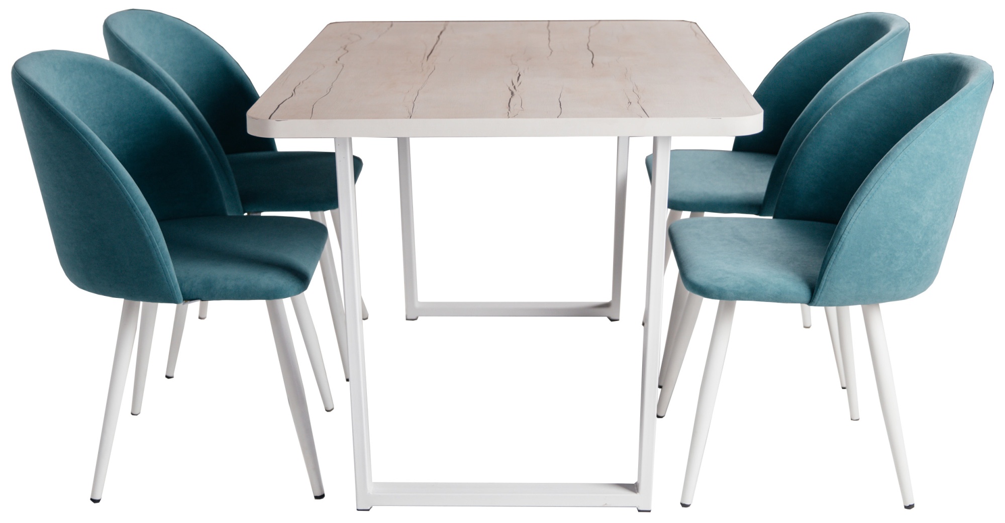 Комплект стол Лофт ножки П-образные и 4 стула Рон Анфора 22